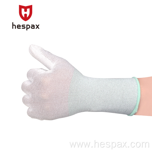 Hespax Wholesale Hand Protective Gloves 13G Polyester PU